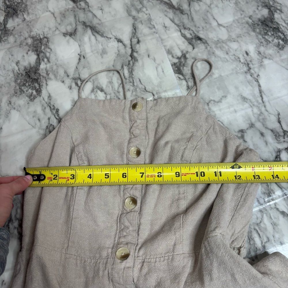 Old Navy Linen Blend Cream Beige Midi Length Dress Button front size small - Picture 7 of 7